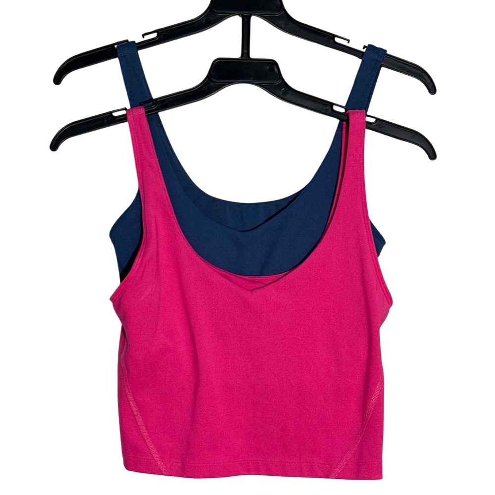 Gilly Hicks (Blue Pink) Go Recharge Crop Tank Top Womens Size S 2 Pack